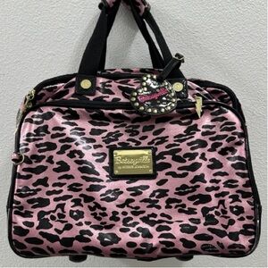 BETSEY JOHNSON Betseyville Leopard Print Rolling Travel Bag Carry On Luggage